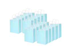20 bolsas de papel kraft azules reutilizables y ecológicas