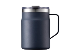 Taza térmica premium de acero inoxidable 18/8 con doble asa y tapa morada, 20 onzas, color azul Gusshious