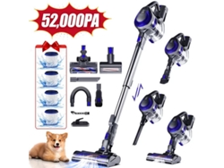 Aspiradora vertical inalámbrica 5 en 1, 52000 Pa/560 W, práctico tubo flexible, 60 min de autonomía, kit para mascotas, cepillo antipelos y tubo de extensión flexible. Adormii