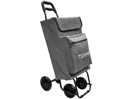 Carro de la compra 4 ruedas jaspeado gris 45 litros carrito de la compra poliester con bolsa térmica refrigeración