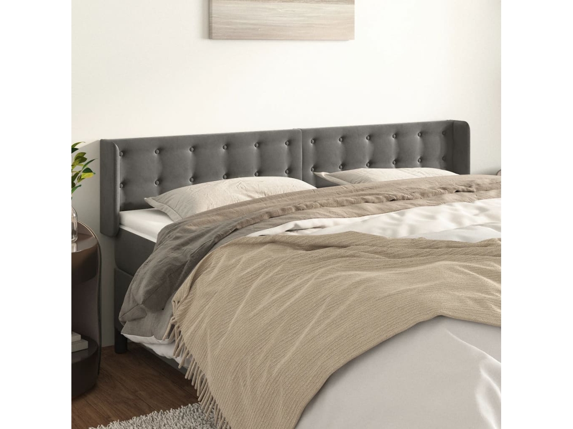 Cabecero De Terciopelo Gris Oscuro 203x16x78/88 Cm