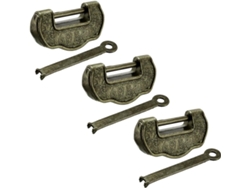 Juego de 3 candados de estilo chino antiguo, fabricados en aleación de zinc, 33 mm de ancho. CHABERLU