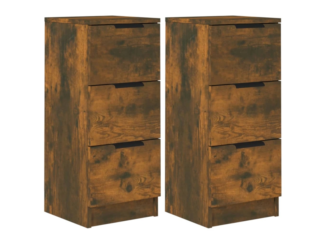 Aparador de 2 piezas, madera procesada de roble ahumado, MAISON EXCLUSIVE, 30x30x70 cm