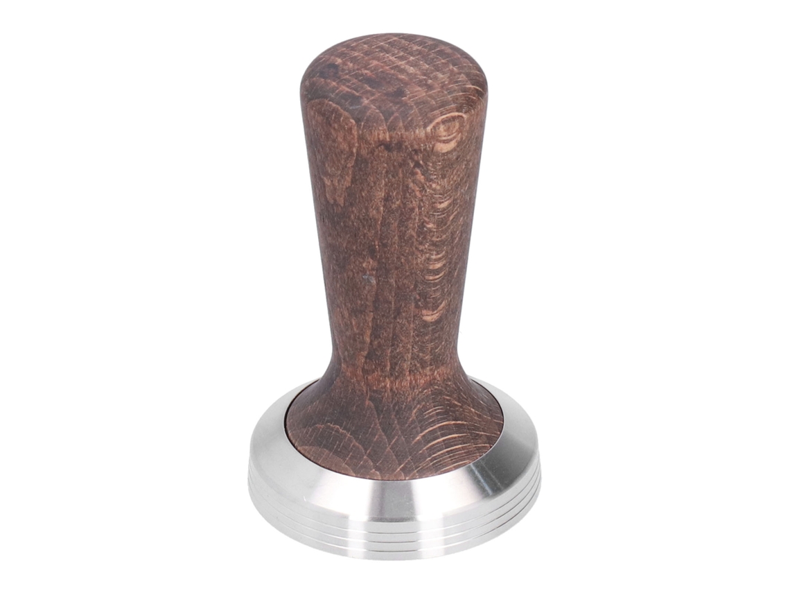 Prensador de café portátil de acero inoxidable 304 en nogal negro, 58 mm