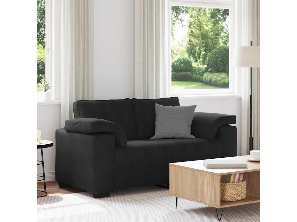 Sofá Loveseat Terciopelo Negro 120 Cm
