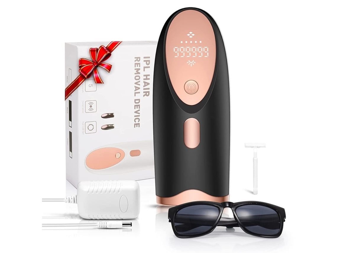 Depiladora IPL Yizhood con 999.999 destellos, perfecta para rostro, brazos y axilas, color negro