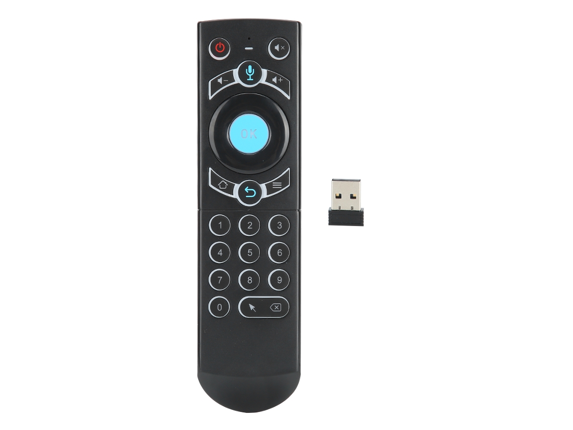 Controle Remoto Sem Fio 2.4g Air Fly Mouse Com Touchpad Teclado Backlit E Controle Por Voz