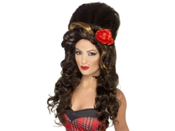 Peluca DISFRAZZES Gran Colmena De Amy Winehouse Castaña Con Flor (Talla: Talla Universal)