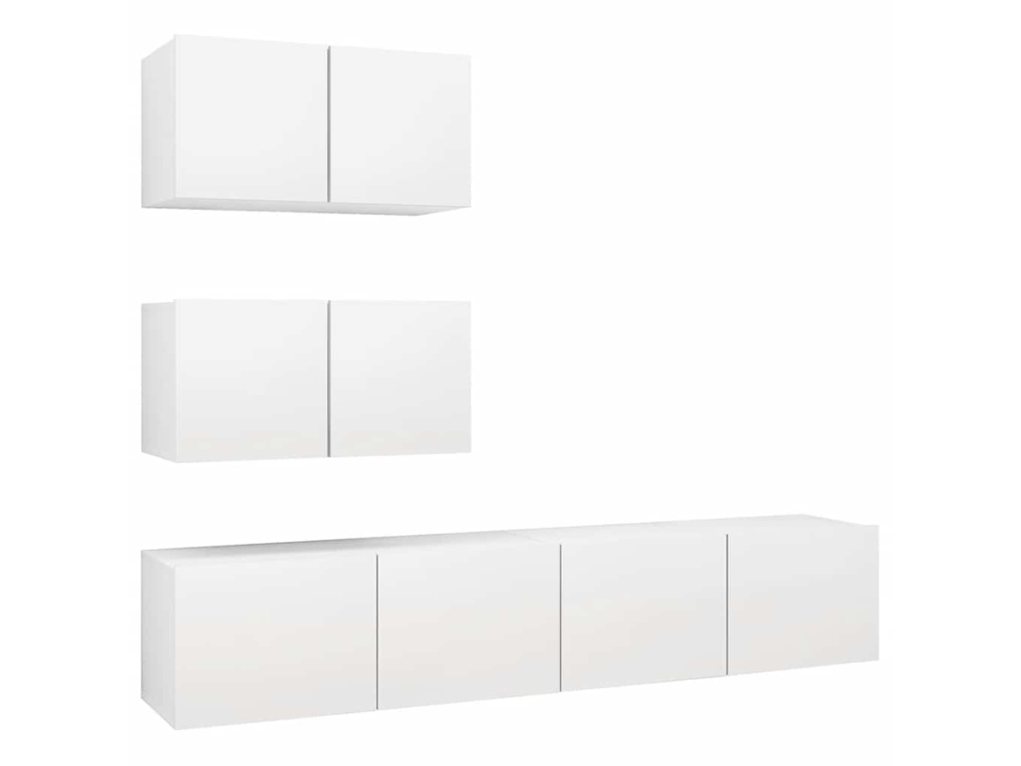 Juego de 4 muebles de TV de madera blanca - MAISON EXCLUSIVE