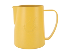 Jarra para espumar leche de acero inoxidable 304 de 600 ml para café, color amarillo