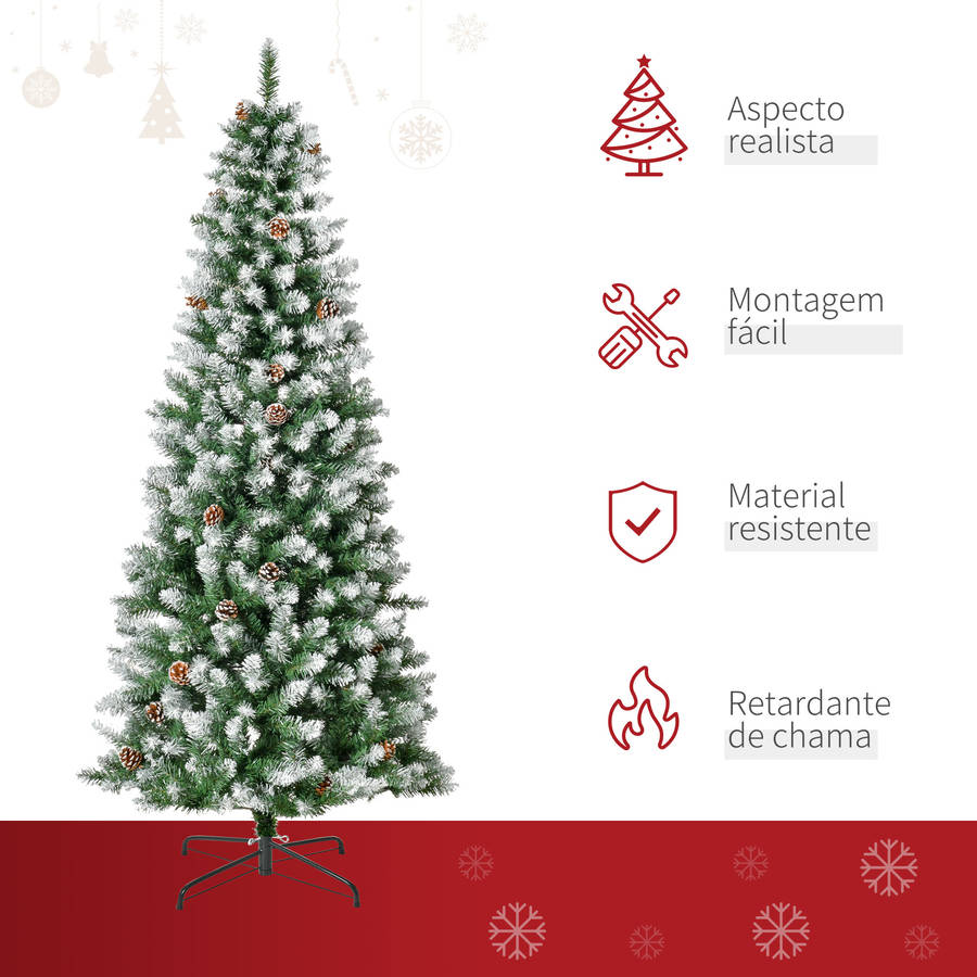 Homcom Navidad Artificial ø75x180cm con 630 puntas pvc y 37 piñas decoración interior base plegable sopo 830370v01 75x75x180