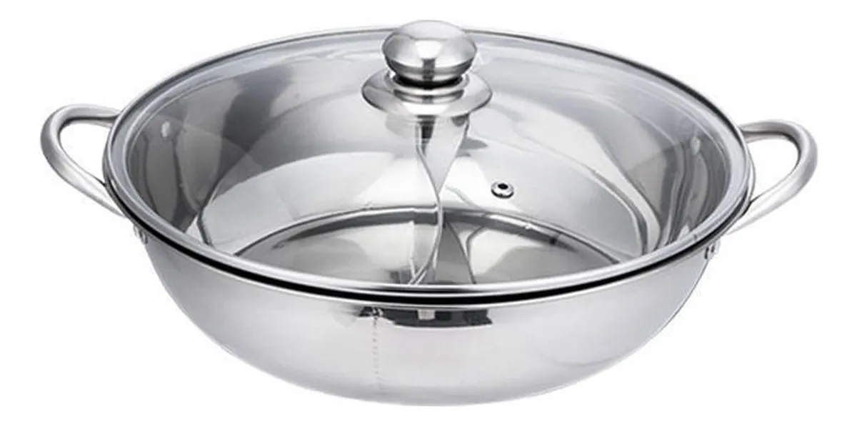 Olla caliente Shabu Shabu con tapa, sartén mandarina, 36 cm