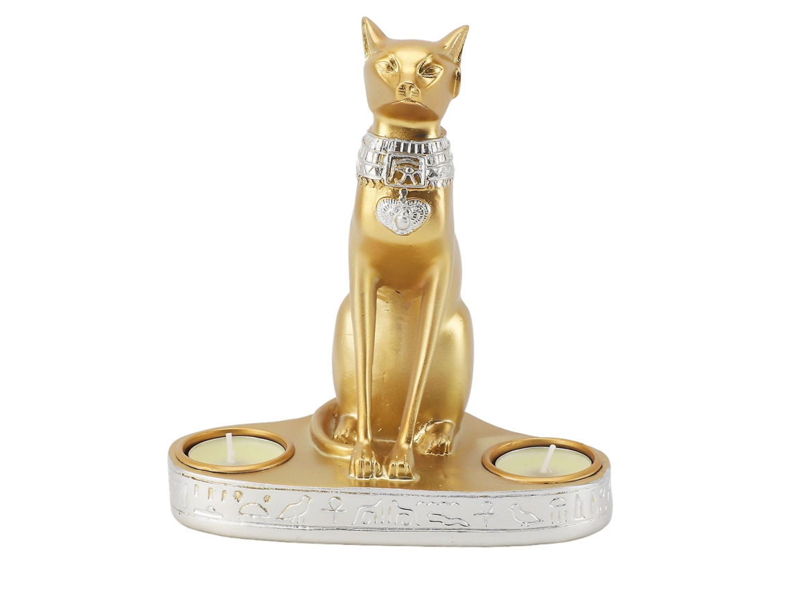 Lámpara de araña de resina con forma de gato egipcio 2024. Figura de gato egipcio para té: decoración ligera y romántica para sala de estar.