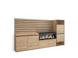 Aparador, Buffet | Amplio espacio de almacenaje | 274x145x35 cm | Para dormitorio | Chimenea eléctrica XXL | Cómoda | Zapatero | Roble Duérmete Online