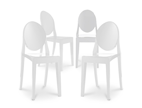 Pack de 4 Sillas de Comedor Victoria Queen Transparentes 50x38x91cm GHOST STYLE