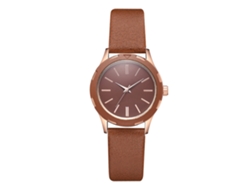 Reloj De Pulsera De Cuarzo Informal Para Mujer Con Correa De Pu Marrón.