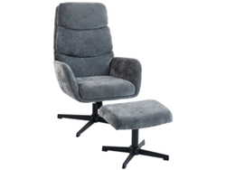 Sillón Tapizado Con Reposapiés, Respaldo Alto Y Base De Metal Gris.