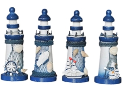 Faro náutico en miniatura, decoración creativa de mesa con temática mediterránea, ideal para micropaisajismo, paisajismo y decoración de macetas.