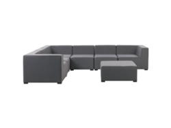 Sofá esquinero 7 plazas modular de poliéster gris oscuro/negro derecho con reposapiés BELIANI Arezzo