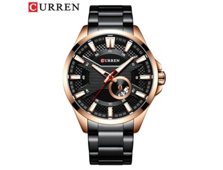 Relojes para hombre, reloj con correa de acero inoxidable para relojes de pulsera con calendario resistentes al agua, concha rosa, negro LUUCOZK