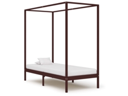 Cama Con Dosel Sin Colchón Madera Maciza Marrón Oscuro 90x200cm
