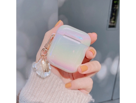 3D Love Pearl Shell Llavero Gota de agua Arco iris Estuche rígido para Airpods 1 2-1202 SLOWMOOSE [Para Airpods 1 2-1202]