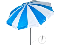 Aktive Sombrilla playa 8 varillas 220 cm azul y blanco con espiral de anclaje