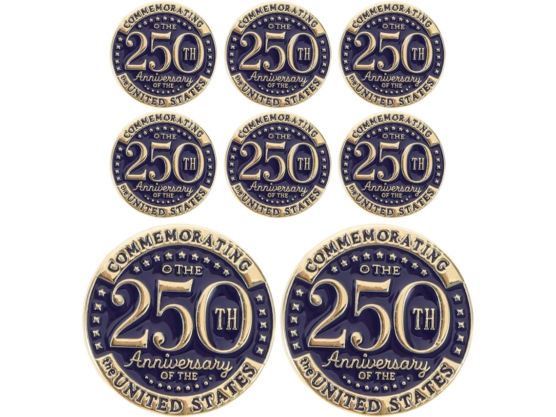 Conjunto De 8 Pins Comemorativos, 3 Cm, Para Mulheres, Acabamento Metálico, Broches