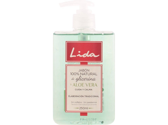 Jabón de Manos Liquido LIDA 100% Natural Manos Glicerina y Aloe Vera (250 ml)