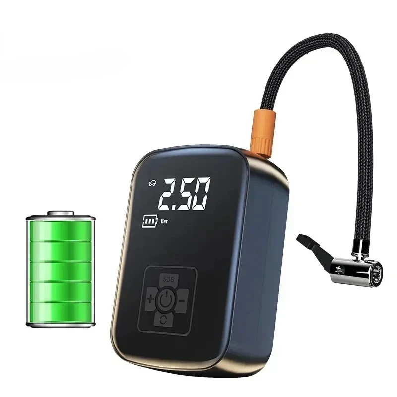 Bomba De Aire Portátil Para Automóvil (a Batería), De Doble Uso, Inalámbrica/con Cable, Con Luz Led