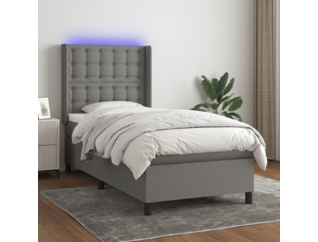 MAISON EXCLUSIVE Cama con somier con colchón y LED 90x200 cm Tela gris oscuro