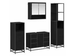 Conjunto de muebles de baño con puerta, roble negro, 4 piezas, MAISON EXCLUSIVE