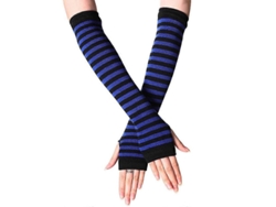 Guantes Largos Sin Dedos Para Mujer Con Estampado De Rayas, Calientan Las Muñecas Y Los Brazos, Talla Única.