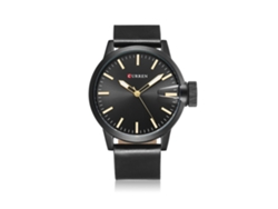 Reloj Hombre Cuarzo Impermeable De Moda Con Correa De Cuero Pu (negro)