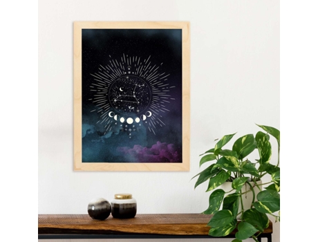 Póster NACNIC con La Constelación Leo. Poster con Símbolo do Zodiaco en y Fondo do Cielo Estrellado
