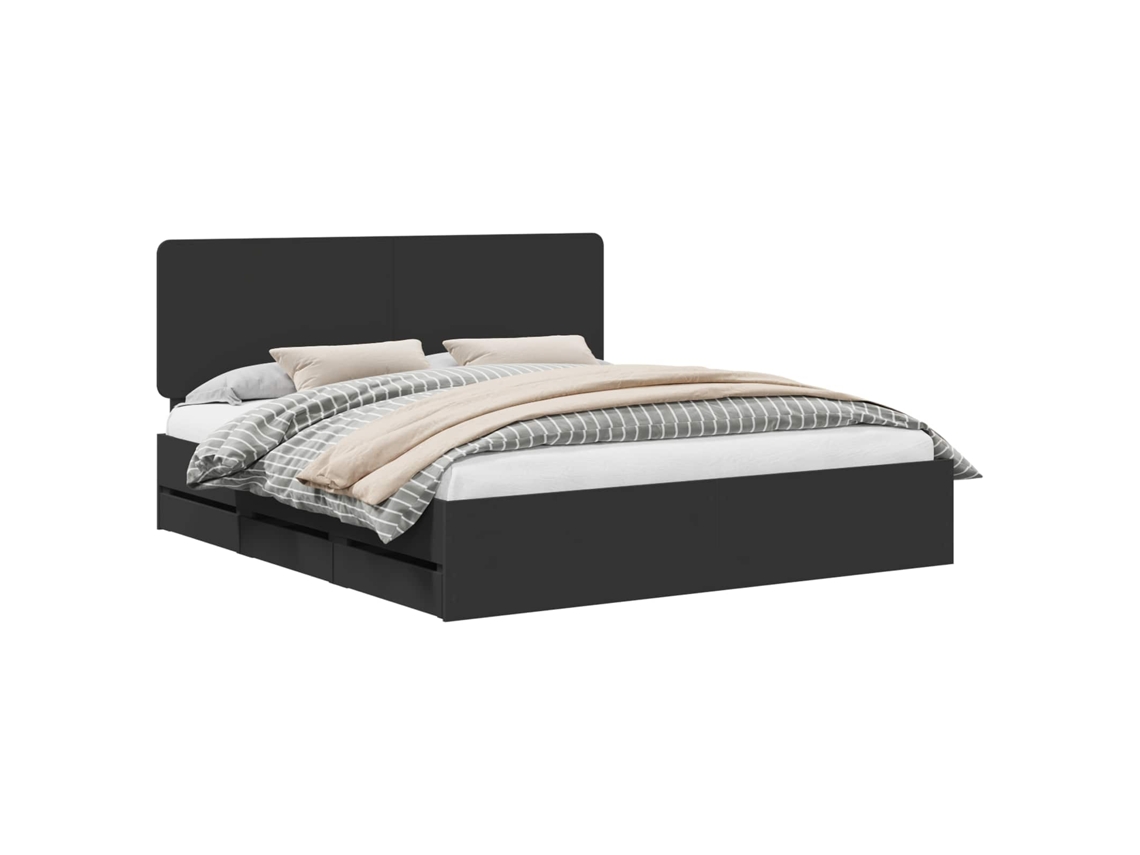 Maison Exclusive - Estructura De Cama Negro 180 X 200 Cm Madera Ingenieril