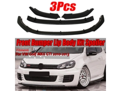Kit de molduras de alerón delantero, 3 piezas, para VW Golf Mk6 GTI 2010-2013, negro brillante