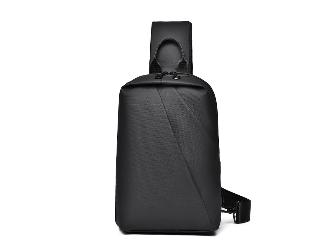 (Negro) Riñonera impermeable y duradera de gran capacidad, bolso pequeño de negocios para hombre, bandolera multifuncional