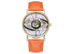 Reloj De Pulsera De Cuarzo De Cuero A La Moda Para Hombres Y Mujeres Jóvenes (naranja)