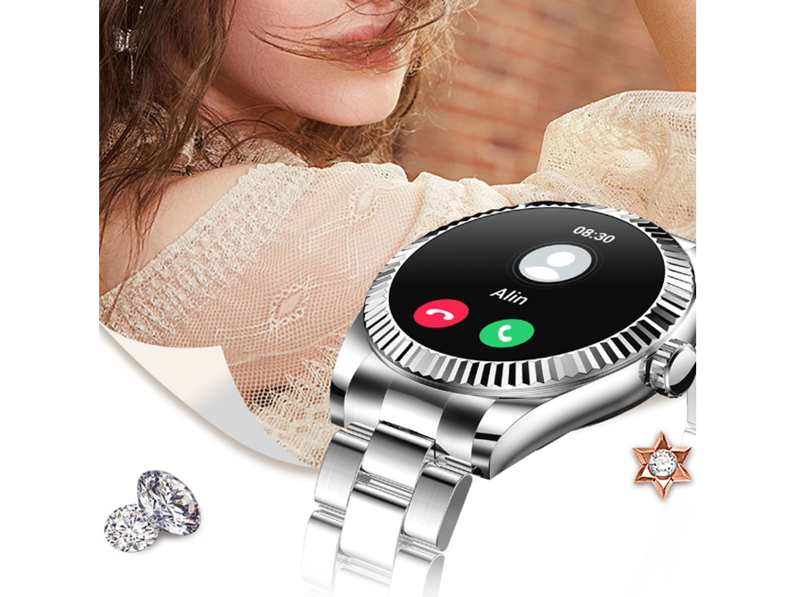 i80 Bluetooth Llamada Salud Asistente de Voz Frecuencia Cardíaca Presión Arterial Reloj Inteligente Multideportivo, Acero Oro Rosa 3 GODTVAGT