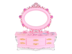 Caja de música de plástico rosa para guardar joyas. Regalo maravilloso.