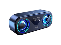 Altavoces Bluetooth 5.0 Sonido envolvente Subwoofer 3D Reloj despertador personalizado Batería de 20 horas de duración Negro Lalamoli