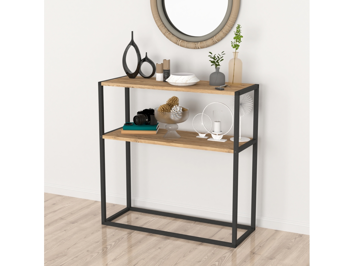 Consola [EN.CASA] (Negro - Aglomerado Acero - 90 x 90 x 34 cm)