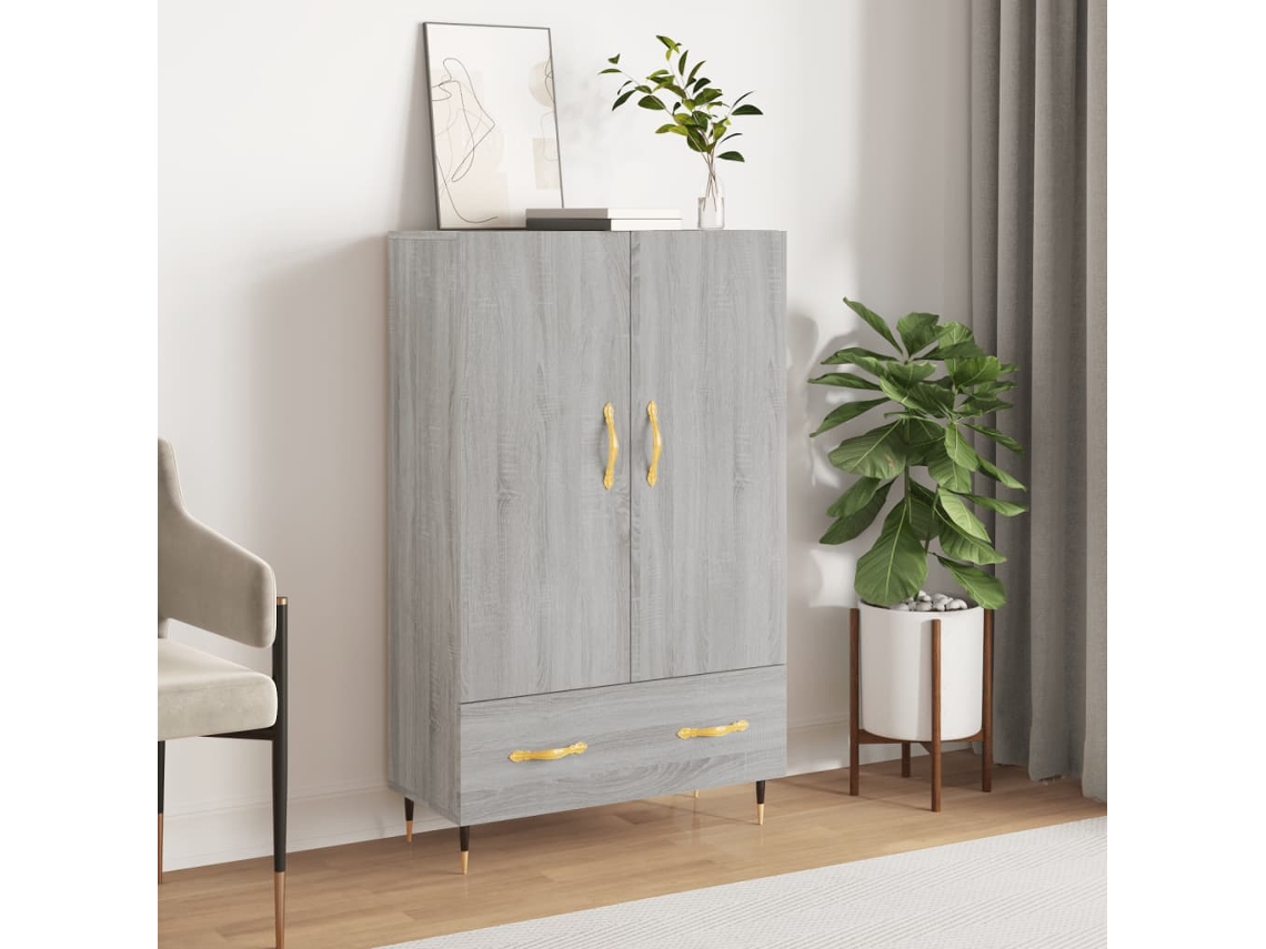 Aparador Alto Madera De Ingeniería Gris Sonoma 69,5x31x115 Cm
