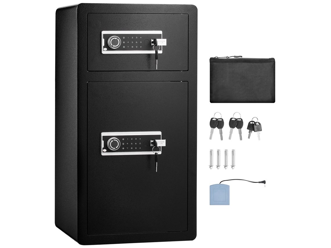 Caja fuerte de seguridad Succebuy de 155,74 L con doble puerta, cerradura de combinación y llave, color negro