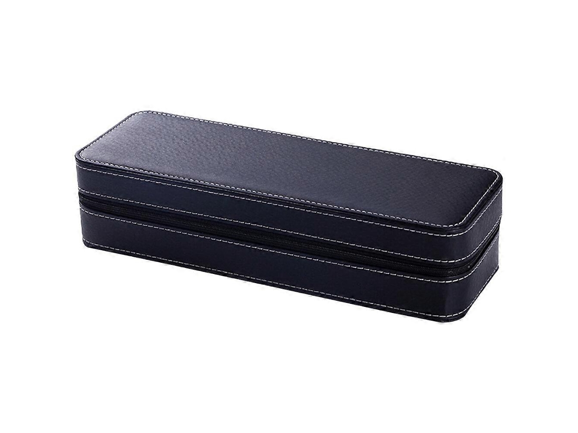 Estuche portátil para relojes con 6 compartimentos y cremallera, ideal para viajes, colección y almacenamiento de joyas, Hengjian (negro)