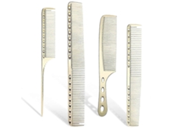 Peine espacial de aluminio, 4 peines metálicos para cabello largo y corto (dorado)