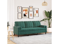 Sofá De 3 Plazas Con Cojines Terciopelo Verde Oscuro 180 Cm
