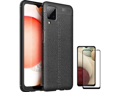 Kit Funda + Protector de Pantalla Samsung A12 Rugged Leather Negro