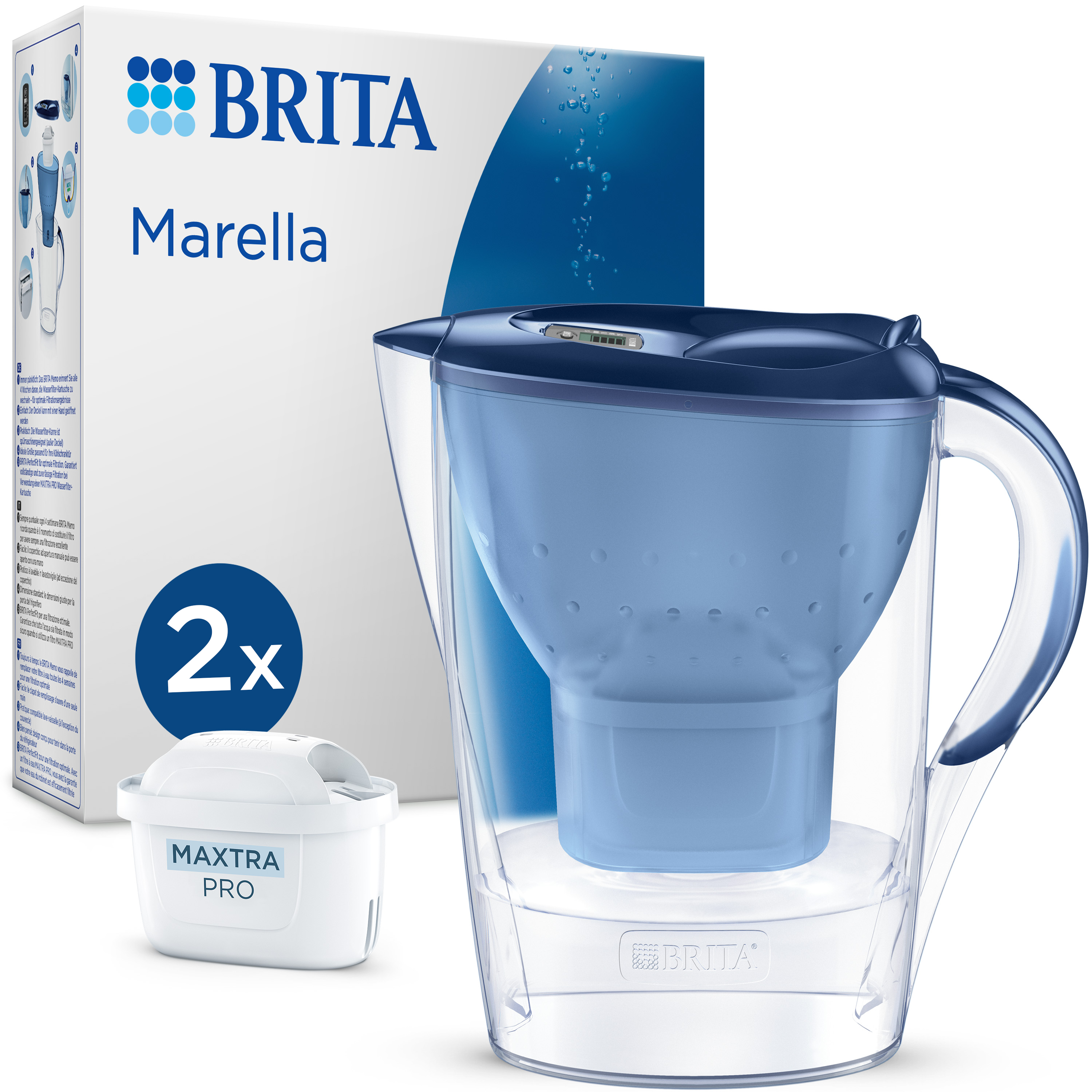 Jarra filtrante BRITA Marella azul 2,4 L) con 2x cartucho MAXTRA PRO PURE PERFORMANCE incluido